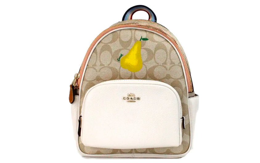 COACH
MINI COURT SIGNATURE PEAR MOTIF SHOULDER BACKPACK BOOKBAG BAG CHALK TAFFY