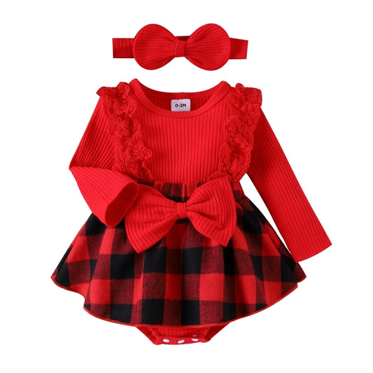 Toddler red lace plaid set