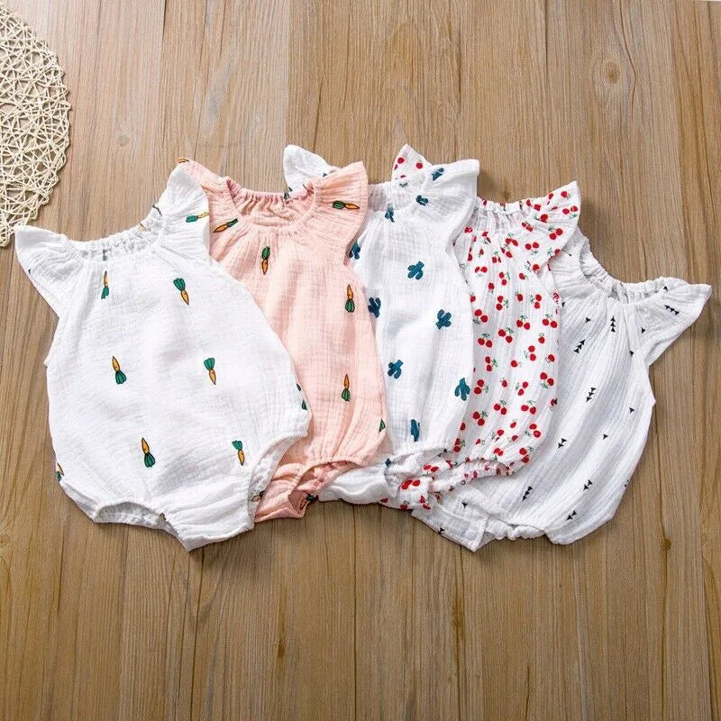 Newborn Baby Girls Bodysuit Infant Sleeveless 0-24M