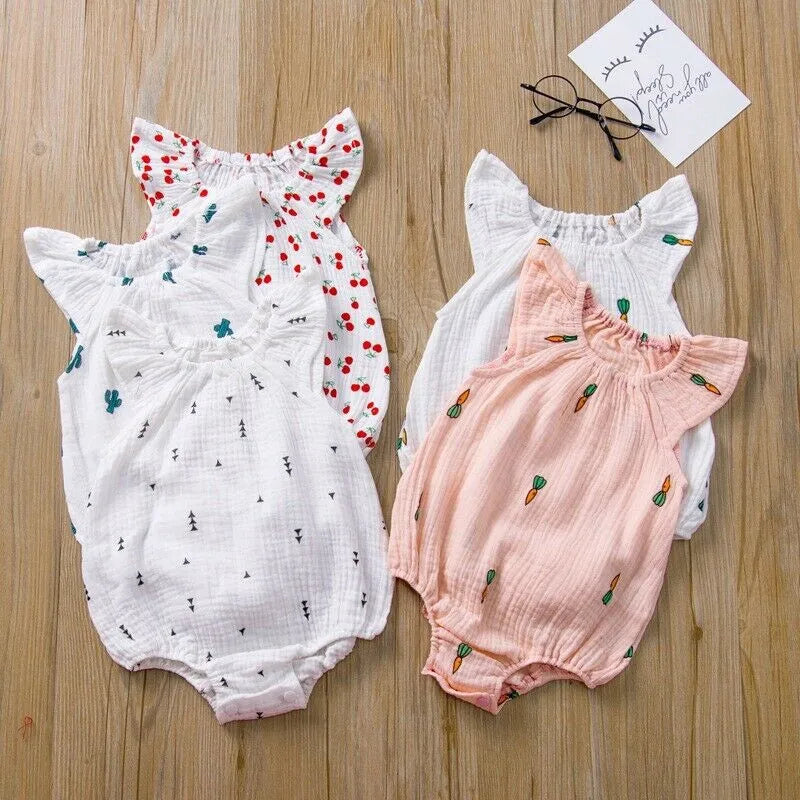 Newborn Baby Girls Bodysuit Infant Sleeveless 0-24M